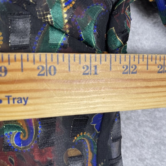 Victorias Secret Gold Label Sheer Button Front Blouse Womens M Baroque Tapestry - Picture 7 of 9